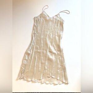 Dries Van Noten Silver Slip Dress with Spaghetti Straps